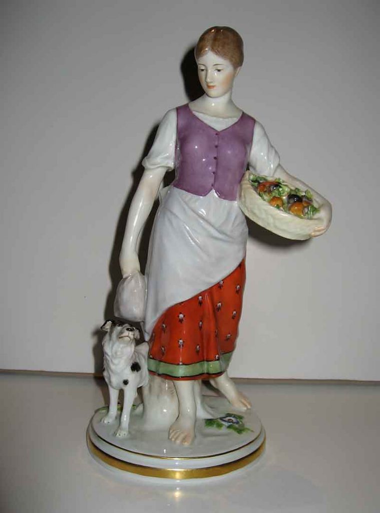 Girl Gathering Vegetables – Meissen Porcelain Art Nouveau Figurine ...