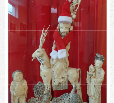 Deer of Immortality with Shoulao, Guanyin and Child